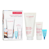 Clarins Perfect Hydration Body Set: Super Hydrating Body Balm 200ml+Youthful Hand Cream 30ml+Hydra Essentiel Reparing Lip Balm 3ml 3pcs