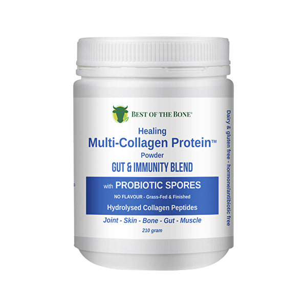 Best Of The Bone Best of the Bone Healing Multi-Collagen Protein Powder Gut & Immunity Blend with Probiotic Spores Unflavoured 210g