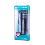 Tweezerman Petite Tweeze Set: Slant Tweezer + Point Tweezer - (With Black Leather Case) 2pcs