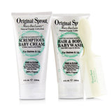 Original Sprout Baby's First Bath Kit: 1x Hair & Body Baby Wash 118ml + 1x Scrumptious Baby Cream 118ml + 1x Comb (For Babies & Up)