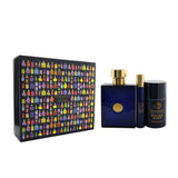 Versace Dylan Blue Coffret: Eau De Toilette Spray 100ml/3.4oz +Eau De Toilette Spray 10ml/0.3oz + Deo Stick 75g/2.5oz 3pcs