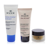 Nuxe Moisture Me Kit: Creme Fraiche De Beaute 48Hr Moisturising Cream 30ml + Reve De Miel Honey Lip Balm 15g + Reve De Miel Hand & Nail Cream 30ml 3pcs