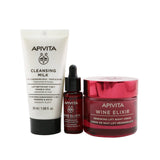 Apivita Di-Vine Beauty (Wine Elixir- Night) Gift Set: Renewing Lift Night Cream 50ml+ Face Oil 10ml+ Cleansing Milk 50ml+ Pouch 3pcs+1pouch