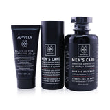 Apivita That's My Man Face & Body Treatment Set: Hair & Body Wash 250ml + Face & Eye Cream 50ml + Black Cleansing Gel 50ml 3pcs