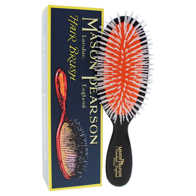 Mason Pearson Popular Bristle & Nylon Large store Size Brush with Cleaner Dark Ruby