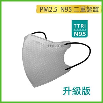 HAOFA 3D airtight three-dimensional medical mask (Taiwan N95 specification) morning mist gray | 30 S Size upgrades  Fixed Size