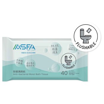 ASFAWATER Anti-bacterial Flushable Toilet Wet Tissue?40 sheets?x10  Fixed Size