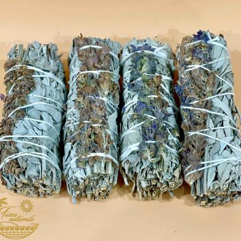 Faiza Naturals California Lavender And White Sage Bundles - 4" Vacuum Packed (Own Farm In California Direct Import)  Fixed Size