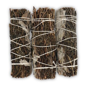 Faiza Naturals California Mugwort With White Sage Smudge Sticks - 4" Vacuum Packed (Own Farm In California Direct Import)  Fixed Size