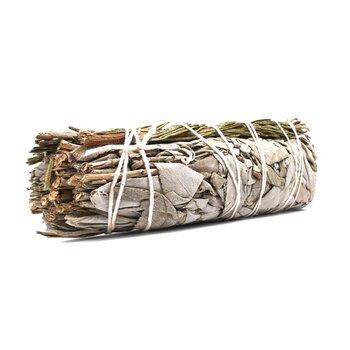 Faiza Naturals California Rosemary And White Sage Bundle - 4" Vacuum Packed (Own Farm In California Direct Import)  Fixed Size