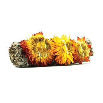 Faiza Naturals California Sunflower With White Sage Bundles - 4" Vacuum Packed (Own Farm In California Direct Import)  Fixed Size