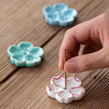 diseno Living Incense Ceramic Holder Sakura Shape - Peach  Fixed Size