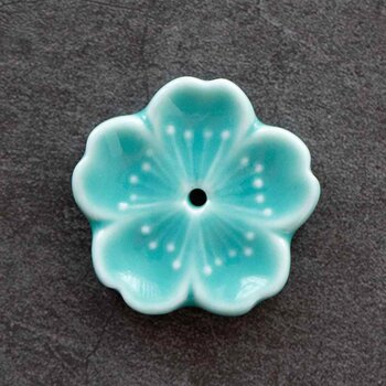 diseno Living Incense Ceramic Holder Sakura Shape - Teal  Fixed Size