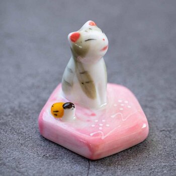 diseno Living Incense Ceramic Holder Grey Kitty - Sakura  Fixed Size