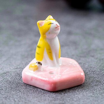 diseno Living Incense Ceramic Holder Yellow Kitty - Sakura  Fixed Size