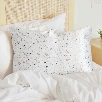 KITSCH Satin Pillowcase (Standard)* 8 Color Available?#sleeping/pillowslip 1pc?Standard Size  White Terrazzo