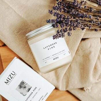 MIZU Lavender Pine Essential Oil Candle?225g #wild lavender/mint/scotch pine?/forest/starlight/fragrance 225g?burn for 50hrs  Fixed Size