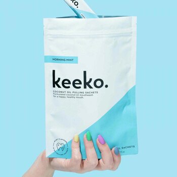 KEEKO Morning Mint Oil Pulling Mouthwash Sachets  1pc?10ml x 14