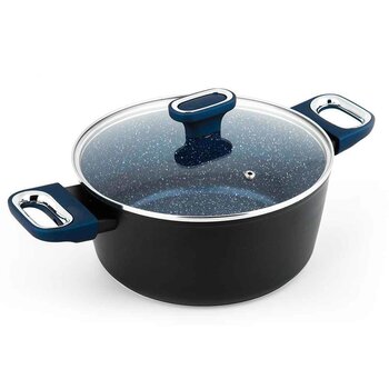 Carl Schmidt Sohn Marburg 24cm Forged Aluminum Casserole with glass lid (Blue coating & blue handle)  24cm