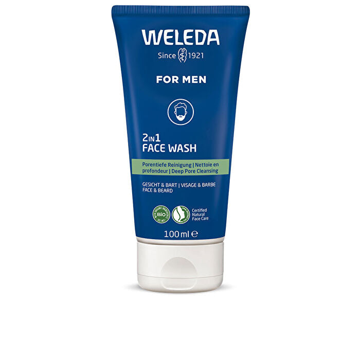 Weleda WELEDA Bio FOR MEN 2in1 Face Wash Refreshing Natural Men's Facial Cleansing/Beard Care Gel with Willow Bark & Licorice Root 100ml