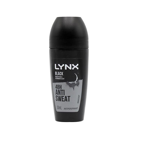 Lynx 50ml Antiperspirant Roll On Black Frozen Pear & Cedarwood Scent 48hr 6 pieces