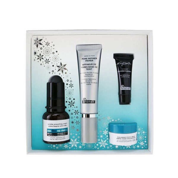 Dr. Brandt Skincare Wishlist Kit: Pore Refiner Primer + Wrinkle Smoothing Cream 15g+ Microdermabrasion 7.5g+ Hyaluronic Cream 10g 4pcs 30ml