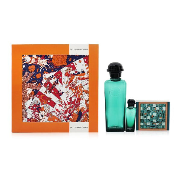 Hermes Eau D'Orange Verte Coffret: Eau De Cologne Spray + Eau De Cologne 7.5ml/0.25oz + Perfumed Soap 50g/1.7oz 3pcs 100ml/3.3oz