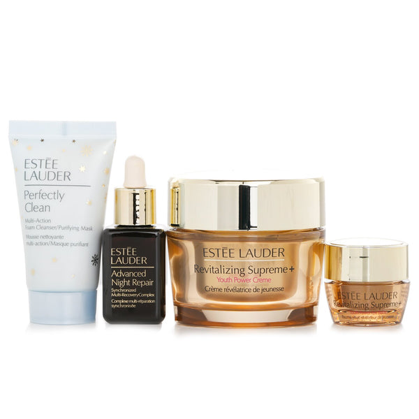 Estee Lauder Firm And Lift Wonders Set: Perfectly Clean Cleanser + Advanced Night Repair + Revitalizing Supreme + Eye Balm  4pcs