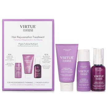 Virtue Flourish Hair Rejuvenation Treatment Set (1 Month Supply): Virtue Flourish Shampoo+Conditioner+Density Booster  3pcs