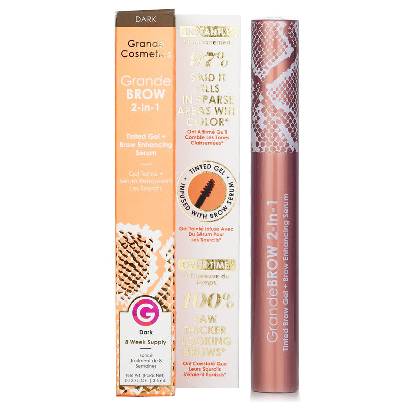 Grande Cosmetics (GrandeLash) GrandeBROW 2 in 1 Tinted Brow Gel + Brow Enhancing Serum - # Dark  3.5ml/0.12oz
