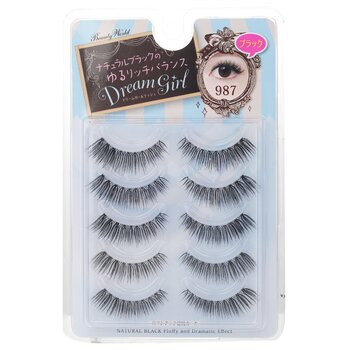 Beauty World Dream Girl Nylon Eyelash - # 987 Natural Black  5pairs