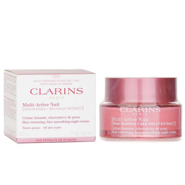 Clarins Multi-Active Nuit (Niacinamide + Sea Holly Extract) Skin Renewing Line-Smoothing Night Cream All Skin Types  50ml/1.7oz