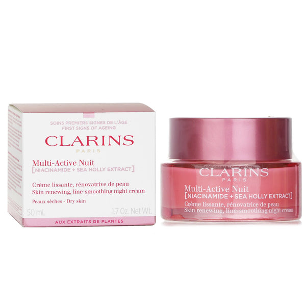 Clarins Multi-Active Nuit (Niacinamide + Sea Holly Extract) Skin Renewing Line-Smoothing Night Cream Dry Skin  50ml/1.7oz