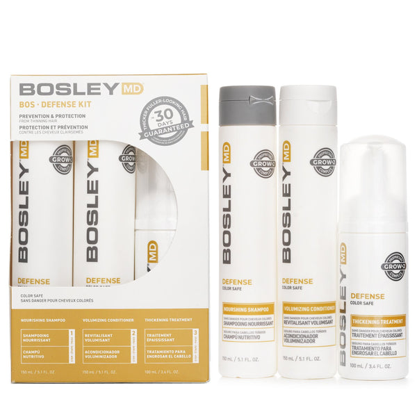 Bosley MD BosDefense Color Safe Starter Kit: Nourishing Shampoo 5.1+Volumizing Conditioner 5.1oz+Leave In Treatment 3.4oz  3pcs