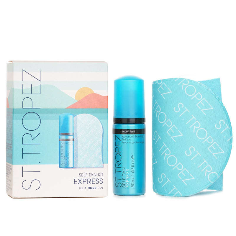 St. Tropez Self Tan Express Mini Kit: Tinted Tanning Mousse 50ml + Application Mitt  2pcs