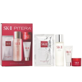 SK II Best Seller Trial Kit: Facial Treatment Ess. 75ml+Facial Treatment Cleanser 20g+SKINPOWER Advanced Cream 15g+ F.T Mask 1pcs  4pcs