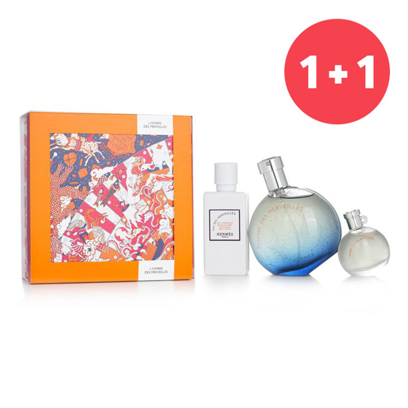 Hermes ?Buy 1 Get 1?L'Ombre Des Merveilles Coffret: Eau De Parfum Spray 50ml + Miniature EDP 7.5ml + Body Lotion 40ml  (Add ONE to Cart and get TWO)  3pcs