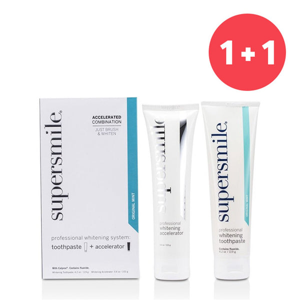 Supersmile 【1+1 Set】Professional Whitening System: Toothpaste 119g/4.2oz + Accelerator 102g/3.6oz  2pcs x2