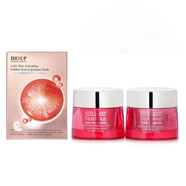 Estee Lauder Estee Lauder Nutritious Super-Pomegranate Day & Night Radiance Set X Natural Beauty BIO UP a-GG Skin Activating Golden Yeast Liposome Mask  2pcs