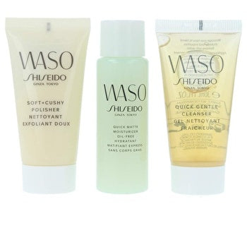 Shiseido Waso Quick Gentle Cleanser + Soft Cushy Polisher + Quick Matte Moisturizer Set 30ml