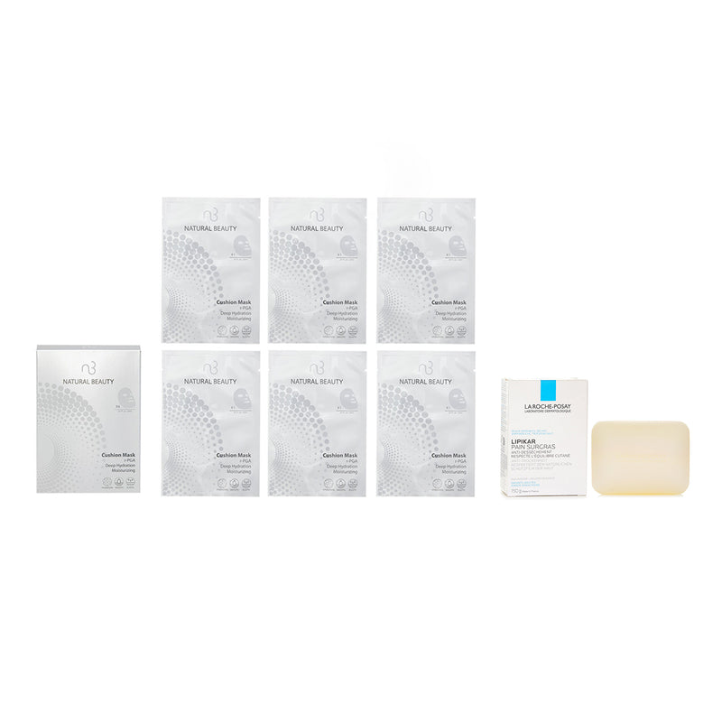 La Roche Posay La Roche Posay Lipikar Surgras Cleansing Bar(Random Packaging) 150g X Natural Beauty r-PGA Deep Hydration Moisturizing Cushion Mask (Exp Date: 01/2026) 6x 20ml  2pcs