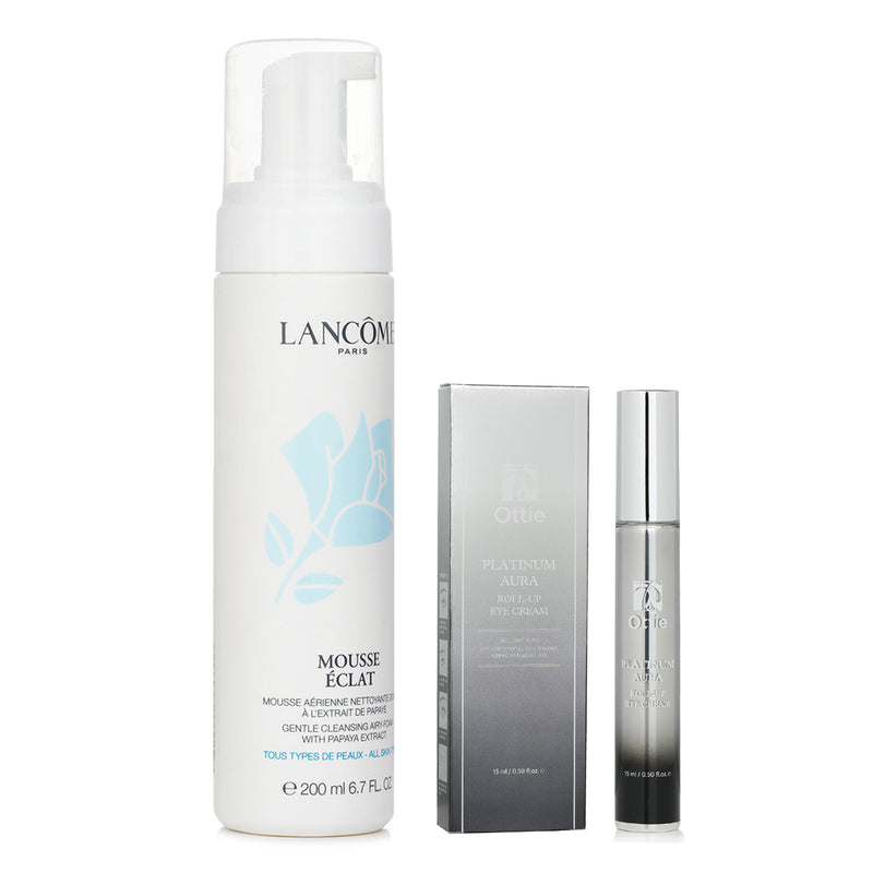 Lancome Lancome Mousse Eclat Express Clarifying Self-Foaming Cleanser 200ml X Ottie Platinum Aura Roll Up Eye Cream 15ml  2pcs