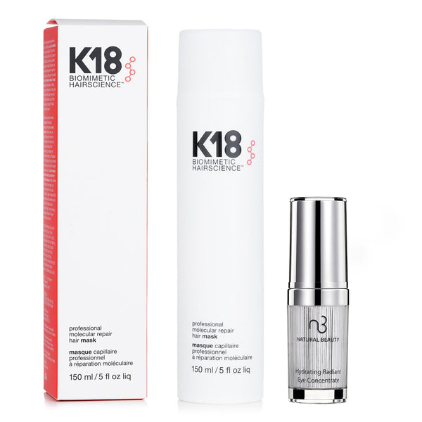 K18 K18 Professional Molecular Repair Hair Mask 150ml X Natural Beauty Hydrating Radiant Eye Concentrate (Exp Date: 02/2026) 15ml  2pcs