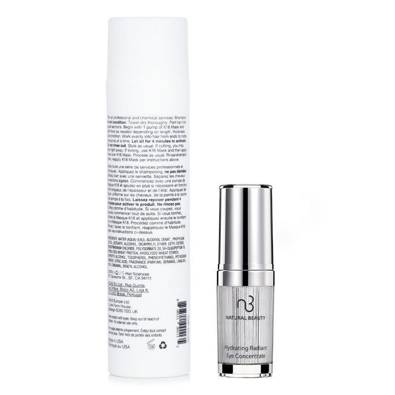 K18 K18 Professional Molecular Repair Hair Mask 150ml X Natural Beauty Hydrating Radiant Eye Concentrate (Exp Date: 02/2026) 15ml  2pcs