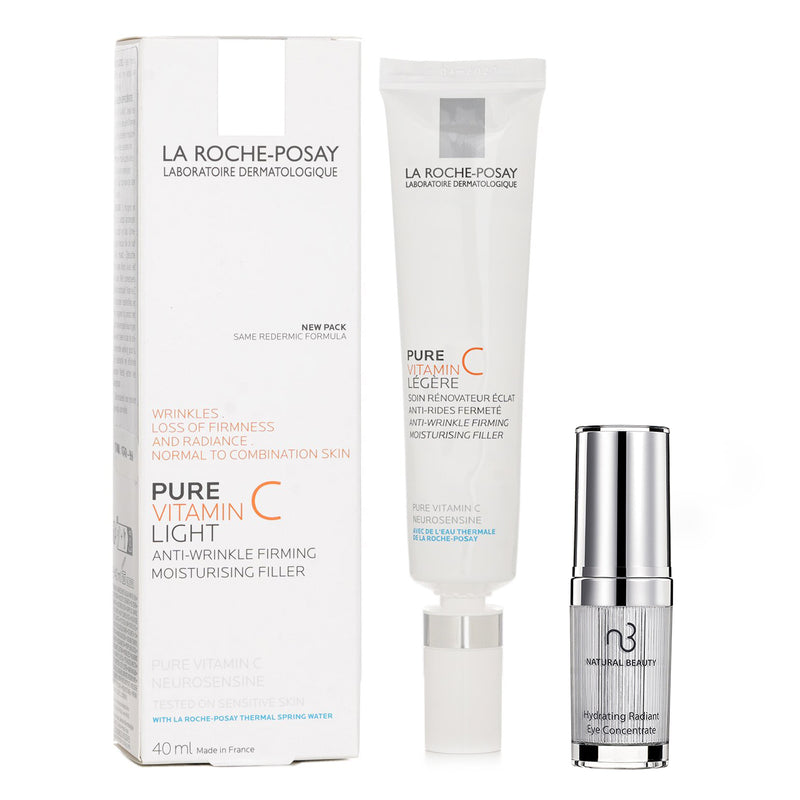 La Roche Posay La Roche Posay Pure Vitamin C Light Anti-Wrinkle Firming Moisturising Filler 30ml X Natural Beauty Hydrating Radiant Eye Concentrate (Exp Date: 02/2026) 15ml  2pcs