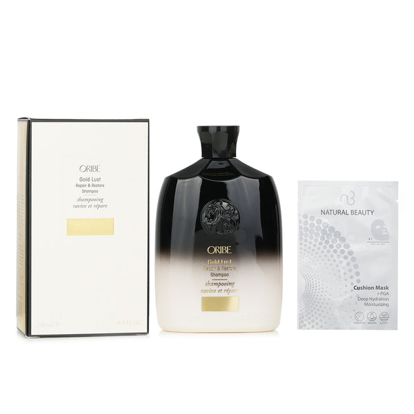 Oribe Oribe Gold Lust Repair & Restore Shampoo 250ml X Natural Beauty r-PGA Deep Hydration Moisturizing Cushion Mask (Exp Date: 01/2026) 6x 20ml  2pcs