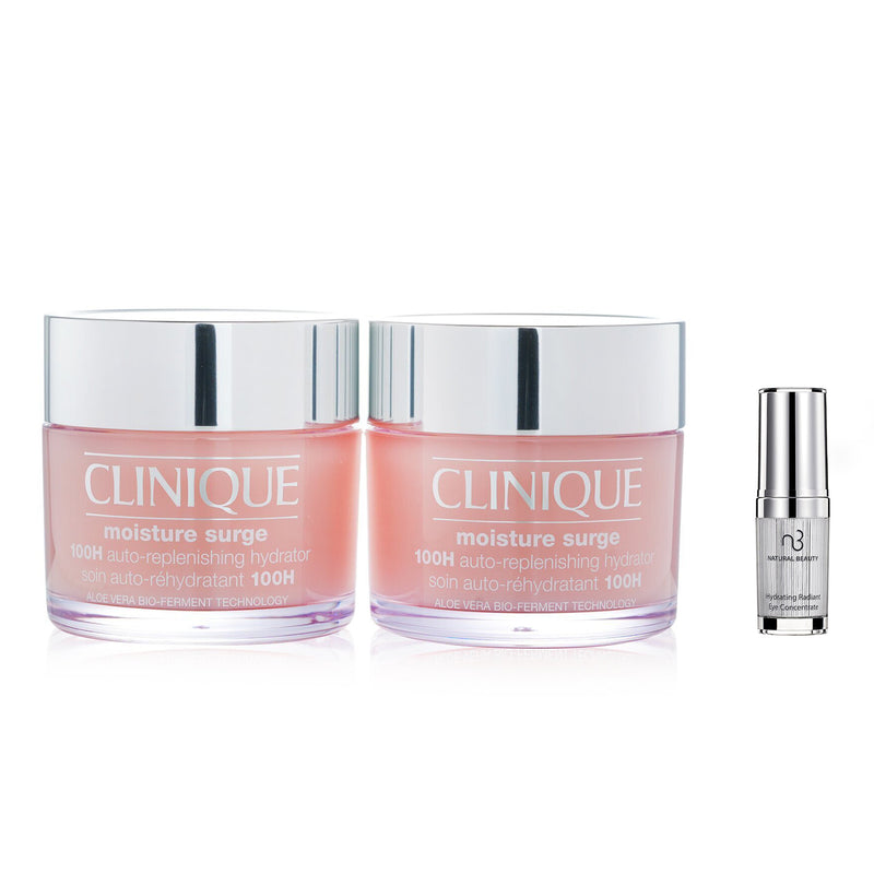 Clinique Clinique Moisture Surge 100H Auto-Replenishing Hydrator (Jumbo Size) Duo Pack 2x200ml X Natural Beauty Hydrating Radiant Eye Concentrate (Exp Date: 02/2026) 15ml  2pcs
