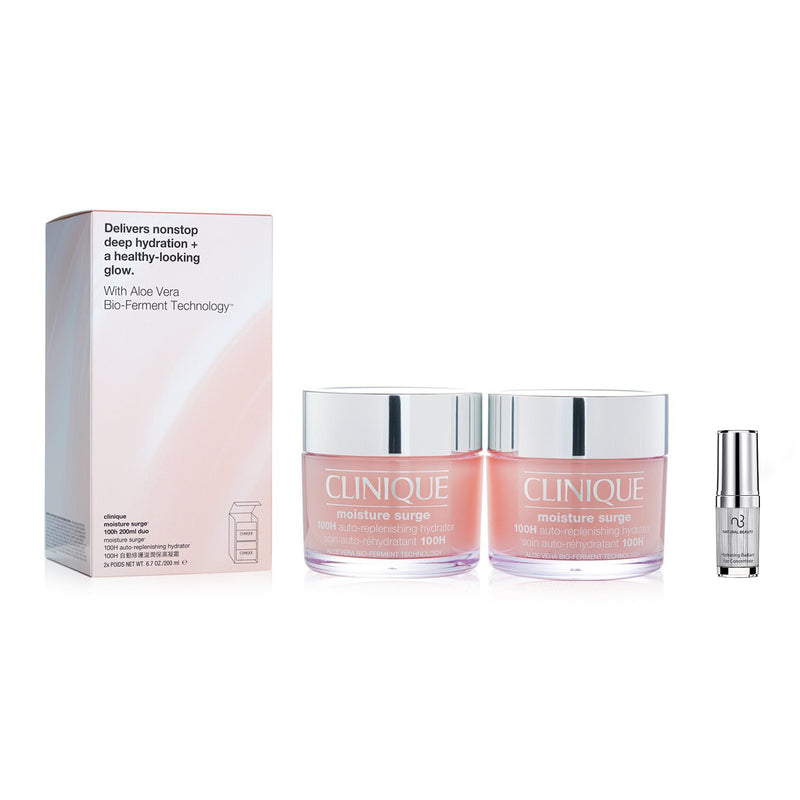 Clinique Clinique Moisture Surge 100H Auto-Replenishing Hydrator (Jumbo Size) Duo Pack 2x200ml X Natural Beauty Hydrating Radiant Eye Concentrate (Exp Date: 02/2026) 15ml  2pcs