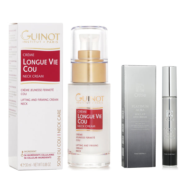 Guinot Guinot Longue Vie Cou Firming Vital Neck Care30ml X Ottie Platinum Aura Roll Up Eye Cream 15ml  2pcs
