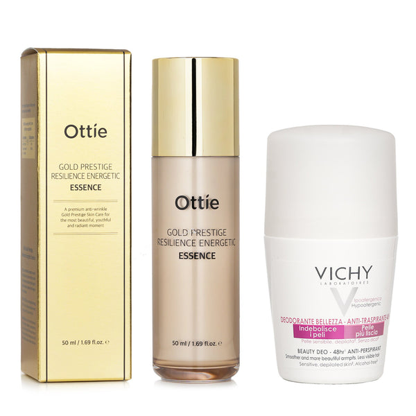 Vichy Vichy Beauty Deo Anti-Perspirant 48hr Roll-On (For Sensitive Skin) 50ml X Ottie Gold Prestige Resilience Energetic Essence 50ml  2pcs